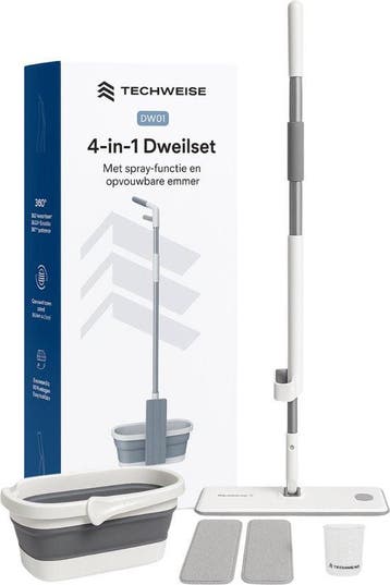 2dekans | Techweise 4-in-1 Dweilsysteem - met Spray -, Ophalen of Verzenden