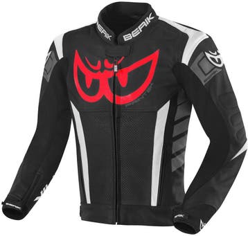 Berik Zakura Zwart Wit Rood Grijs Leren Motorjas, Nieuw met kaartje, Jas | leer, Berik, Heren