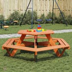 Picknicktafel voor 6 kinderen met banken zeshoekig vurenhout, Tuin en Terras, Verzenden, Nieuw