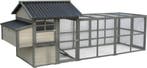 Kippenhok Zivo Cottage – Houten kippenhok met ren – Grij, Dieren en Toebehoren, Pluimvee | Toebehoren, Verzenden, Nieuw, Kippenhok of Kippenren