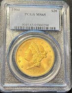 Gouden Amerikaanse 20 dollar 1904 MS65 Liberty Head PCGS, Verzenden, Losse munt, Goud