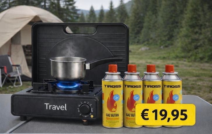 Camping Kooktoestel gaspit met 4 Gasflessen, Vakantie, Campings