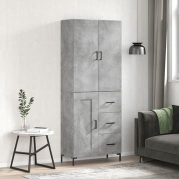 vidaXL buffetkast 69,5x34x180 cm bewerkt hout betongrijs, Minder dan 50 cm, Verzenden, Nieuw, Minder dan 100 cm