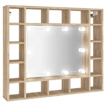 Badkamerkast met LED eikenkleur - 48% goedkoper (Retour), Spiegelkast, Zo goed als nieuw, Minder dan 25 cm, Minder dan 100 cm