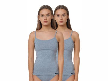 2 stuks Dames onderhemd - spaghettibandjes - Slimfit - Grijs, Verzenden