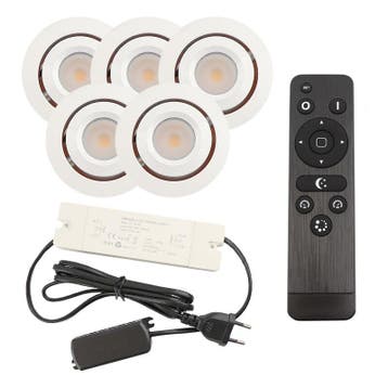5 kantelbare veranda spots Rona, IP44, met aansluitset en, Tuin en Terras, Buitenverlichting, Ophalen of Verzenden, Nieuw