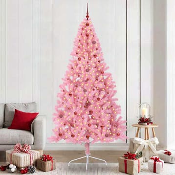 vidaXL Kunstmatig Voorverlicht Kerstboom met 300 LED Roze, Diversen, Kerst, Verzenden, Nieuw