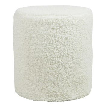 poef teddy krul wit rond dia 40cm, Verzenden, Nieuw
