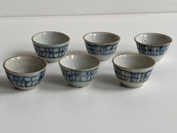 Beker - Chinese Blue & White Cups Qing Dynasty - Porselein