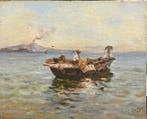 Giuseppe Laezza (1835-1905) - Marina di Napoli con Pescatori