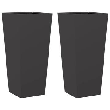 Plantenbakken 35x75cm staal zwart - Retourdeal 41% Korting, Tuin en Terras, Bloembakken en Plantenbakken, Minder dan 60 cm, Vierkant