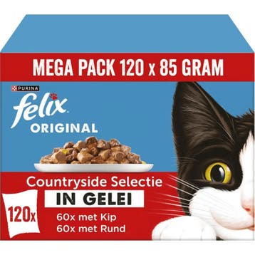 Felix Original Countryside Selectie met kip, rund in gele..., Dieren en Toebehoren, Verzenden, Kat