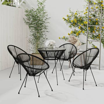 vidaXL 5-delige Tuinset zwart, Tuin en Terras, Tuinsets en Loungesets, 4 zitplaatsen, Nieuw, Tuinset, Verzenden