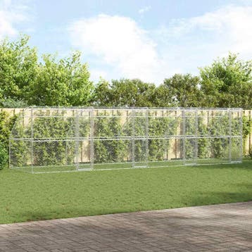 vidaXL Hondenhok 4 st zilver 8 x 2 x 2 m Verzinkt staal, Verzenden, Nieuw