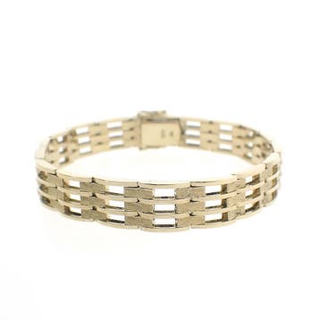 Gouden tankschakel armband (Schakelarmband), Ophalen of Verzenden, Gebruikt, Goud, Goud