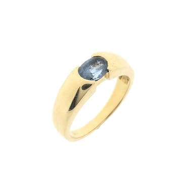 Gouden ring met topaas, Gebruikt, Ophalen of Verzenden, 17 tot 18, Met edelsteen