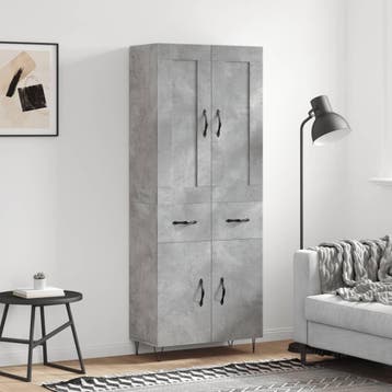 vidaXL buffetkast 69,5x34x180 cm bewerkt hout betongrijs, Minder dan 50 cm, Verzenden, Nieuw, Minder dan 100 cm