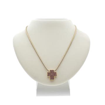 Gouden slangenschakel ketting met robijn, Gebruikt, Ophalen of Verzenden, Met edelsteen, Goud