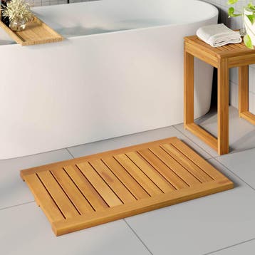 vidaXL Badmat Effen Bruin 80 x 50 cm Massief Acaciahout, Verzenden, Nieuw, Bruin