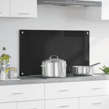 vidaXL Keukenachterwand Zwart 90 x 50 cm gehard glas, Verzenden, Nieuw
