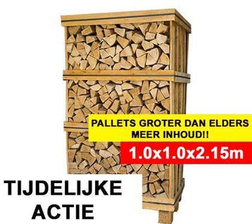 Haardhout Essen ovengedroogd Pallet XXL 2,15m2, Tuin en Terras, Haardhout, Verzenden, Essenhout, Blokken