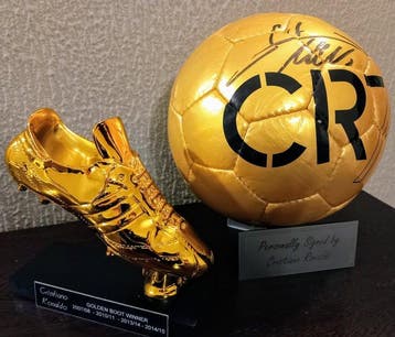 Autografo pessoal CR7 bola de ouro e Bota de ouro - The Goat, Verzamelen, Nieuw