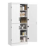 Witte hoge keukenkast met 4 deuren en 6 planken, Huis en Inrichting, Kasten | Buffetkasten, Verzenden, Nieuw