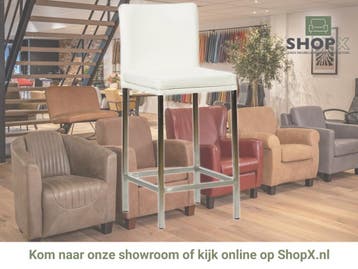 Leren barkruk Break laag - Toledo Purewhite (wit) - Poten, Huis en Inrichting, Barkrukken, Nieuw, Leer, Ophalen of Verzenden, 90 cm of meer