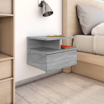 vidaXL Nachtkastjes 2 st zwevend 40x31x27 cm bewerkt hout, Minder dan 45 cm, Verzenden, Nieuw, Minder dan 55 cm