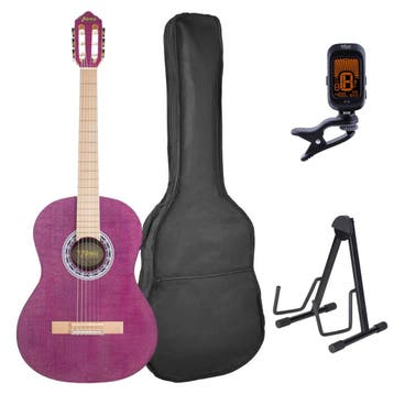 Valencia VC354HPP Hybrid Neck Klassieke Gitaar 4/4 Paars, Ophalen of Verzenden, Nieuw