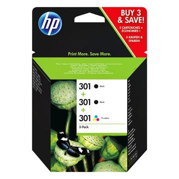 HP 301 (E5Y87EE) multipack 2 x zwart + 1 x kleur, Computers en Software, Printerbenodigdheden, Verzenden, Nieuw, Cartridge, HP