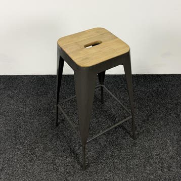 Industriële Barkruk | Hout  Staal, Huis en Inrichting, Ophalen of Verzenden, Gebruikt