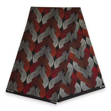 Afrikaanse wax print stof - Rood Wave Pattern - 100% katoen, Ophalen of Verzenden, Nieuw