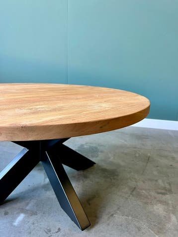 Ronde salontafel met stalen poot -  100 cm, Huis en Inrichting, Ophalen of Verzenden, Nieuw