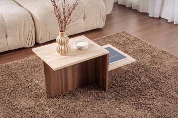 Evila Salontafel - Beige/Houtkleurig - Nieuw/Ongebruikt -, Nieuw, Minder dan 50 cm, Scandinavisch, 50 tot 100 cm