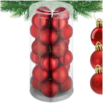 24 kerstballen onbreekbaar rood - rood, Verzenden, Nieuw