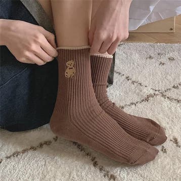 Zachte Katoenen Sokken met Berenprint - 5 Paar Kawaii Sokken