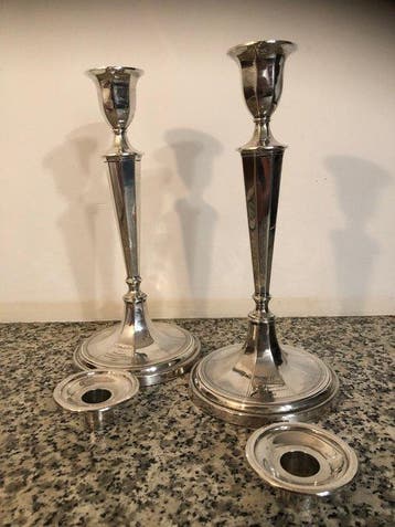 Kandelaar (2) - .925 zilver, Antiek en Kunst