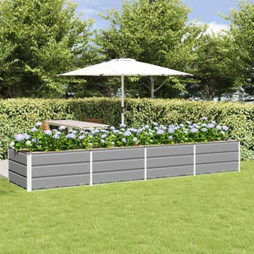 vidaXL Plantenbak Lichtgrijs 320 x 80 x 45 cm Staal, Tuin en Terras, Bloembakken en Plantenbakken, Verzenden, Nieuw, Metaal, 60 tot 100 cm