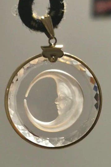 Medaille hanger - 18 karaat Geel goud, Geslepen kristal