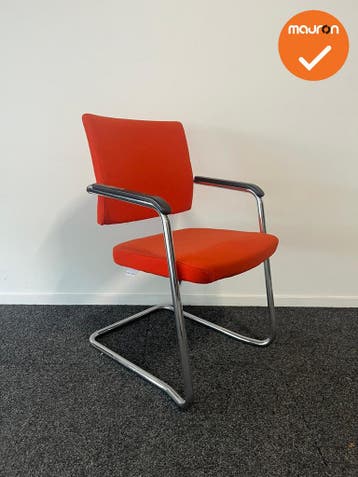 Rohde & Grahl - Vergaderstoel - Oranje stoffering - Chroom f, Vergader- of Presentatieruimte, Ophalen of Verzenden, Gebruikt, Stoel