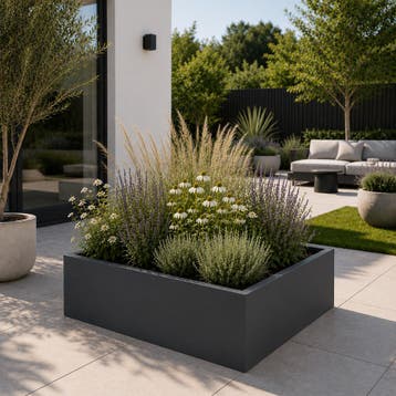 Stalen plantenbak 100x100x40 cm Antracietgrijs, Tuin en Terras, Verzenden, Nieuw, Vierkant, Metaal