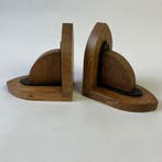 Boekensteunen - Art Deco - Set eiken hout en gezwarthout