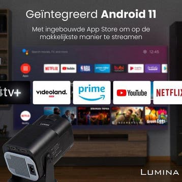 2dekans | Lumina® Pro Mini Beamer 2025 – 4K Draagbare Smart, Audio, Tv en Foto, Ophalen of Verzenden, Zo goed als nieuw, Lumina