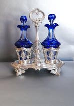 Tafelmiddenstuk (3) - .950 zilver - olie- en azijnhouder, Antiek en Kunst