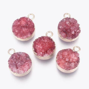 1 x druzy agaat hanger 18–20 x 14 mm – Ø 2–3 mm – r, Ophalen of Verzenden, Nieuw, Kraal