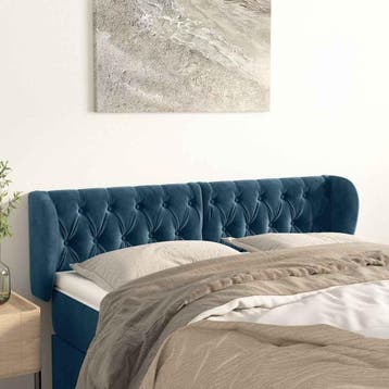 vidaXL Hoofdbord met randen 147x23x78/88 cm fluweel, Verzenden, Nieuw, Blauw, Stof