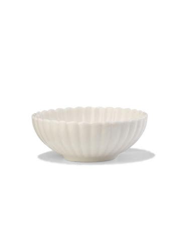 HEMA Schaaltje Ø9cm Trend aardewerk wit bloem, Verzenden, Nieuw