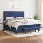 vidaXL Boxspring met matras stof blauw 180x200 cm, Eenpersoons, Nieuw, 80 cm, 200 cm