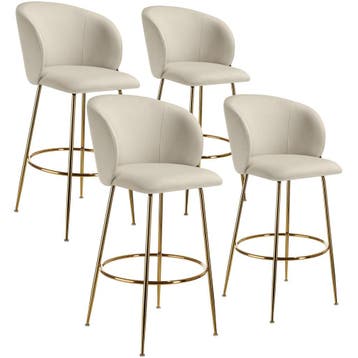 Barkruk Luana, met rugleuning, fluweellook - creme/goud, Set, Huis en Inrichting, Barkrukken, Verzenden, Nieuw